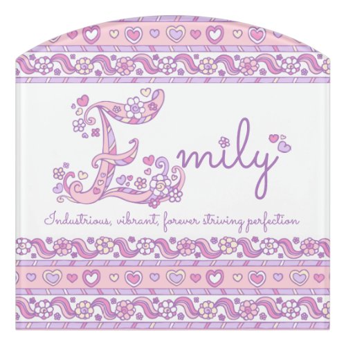 Emily letter E name pink girls personalized Door Sign