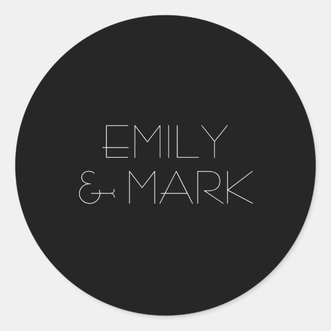 EMILY Modern Minimalist Monochrome Wedding Sticker (Front)