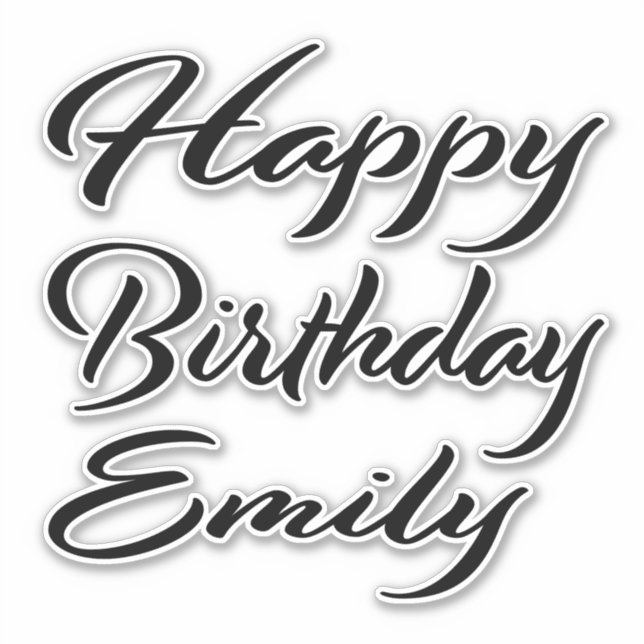 Emily name first name black Sticker birthday (Front)