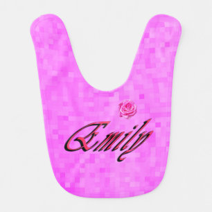 Emily, Name, Logo, On Pink Mosaic Bib