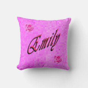 Emily, Name, Logo, On Pink Mosaic Throw Pillow