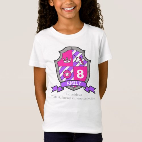 Emily name meaning 8th birthday princess knight T_Shirt