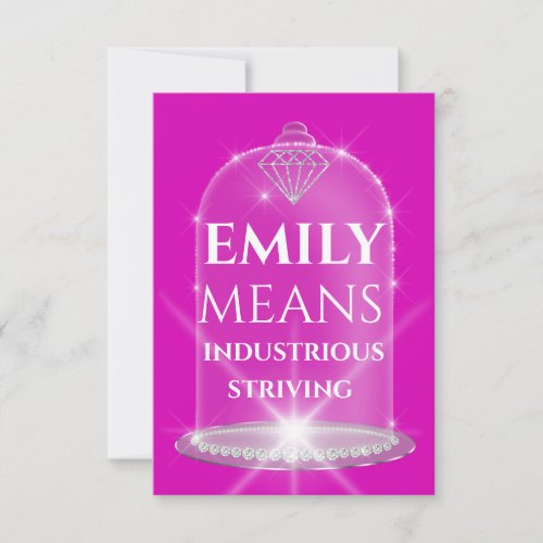 Emily Name Meaning Diamond Birthday Pink Invitation