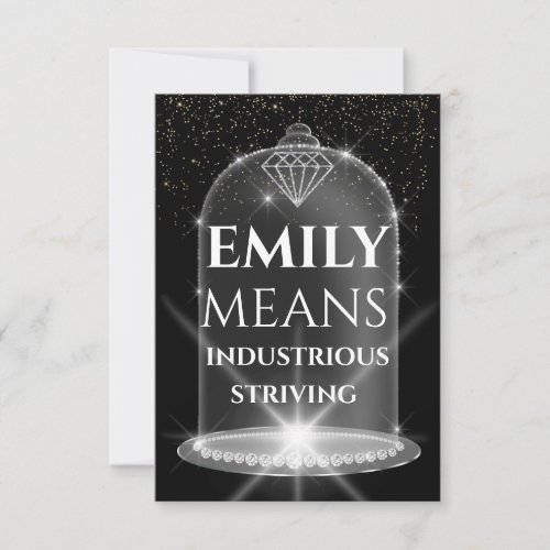 Emily Name Meaning Diamond BirthdayBlack Invitation