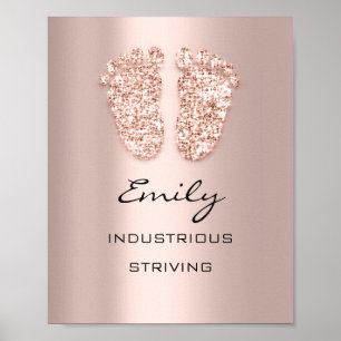 Emily Name Meaning New Baby Feet Rose Gift Poster