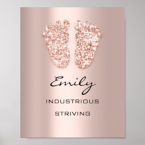 Emily Name Meaning New Baby Feet Rose Gift Poster