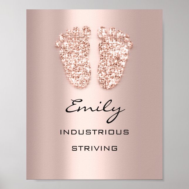 Emily Name Meaning New Baby Feet Rose Gift Poster (Front)