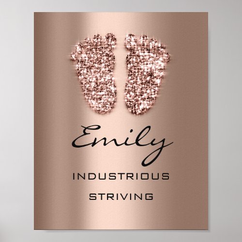 Emily Name Meaning New Baby Feet Rose Glitter Poster