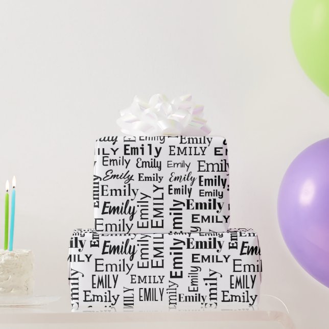 Emily Name On White Wrapping Paper (Party Gifts)