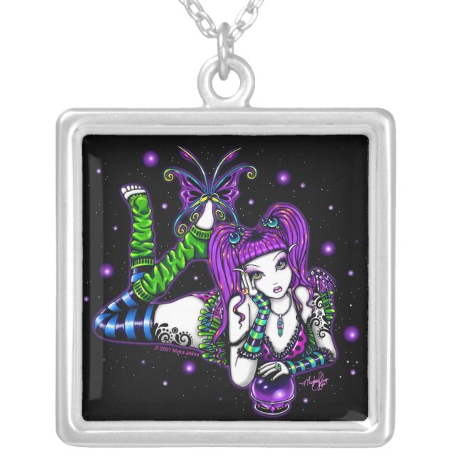 "Emily" Rainbow Crystal Ball Fairy Necklace (Front)