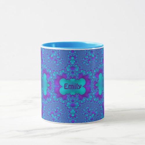EMILY  Zany 3D Fractal  Blue and Purple  Mug