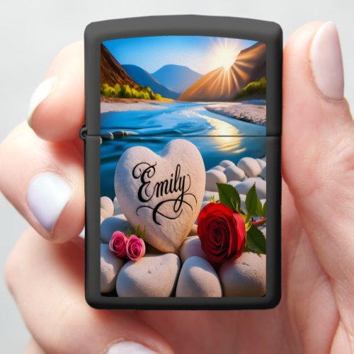Emilys Heart_Shaped Stone Zippo Lighter