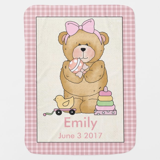 Emily's Personalized Baby Bear Blanket (Front)