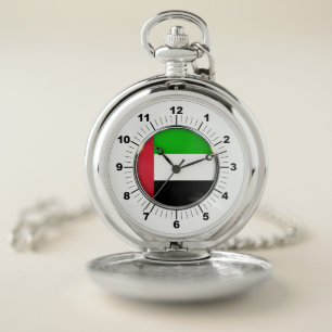 Emirates Flag Pocket Watch: Silver Watch