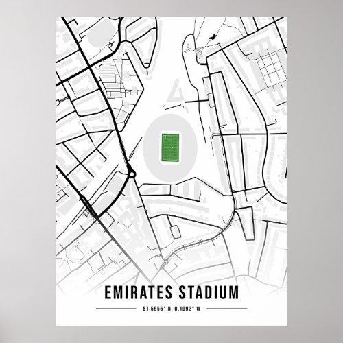 Emirates Stadium Map Design Poster