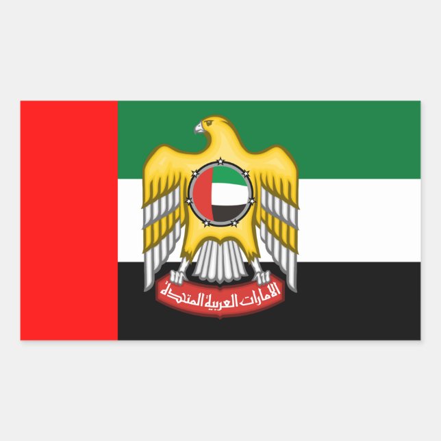 Emirati Flag & Emblem, United Arab Emirates Flag Rectangular Sticker (Front)