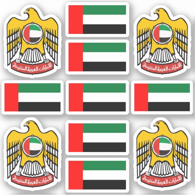 Emirati national symbols /emblem and flag sticker (Front)