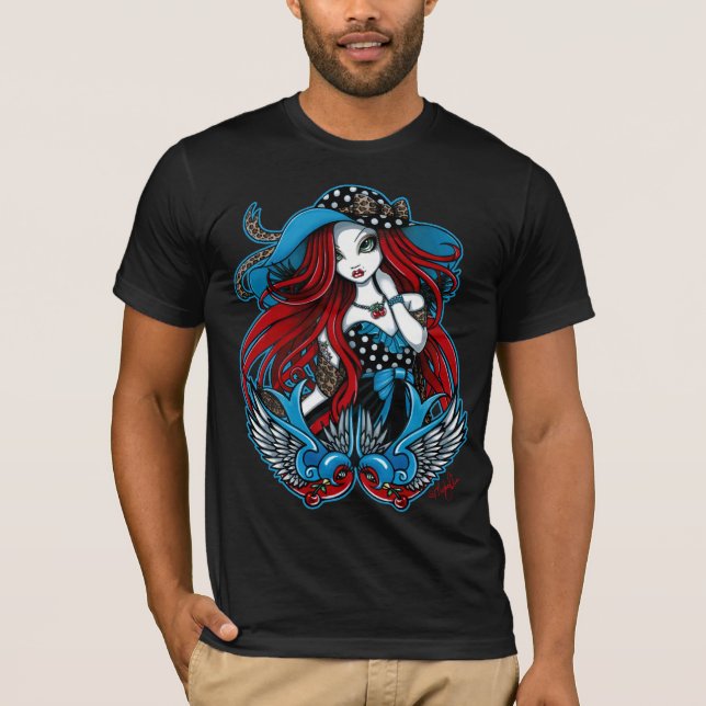 Emma 50's Rockabilly Swallow Tattoo Angel TShirt (Front)