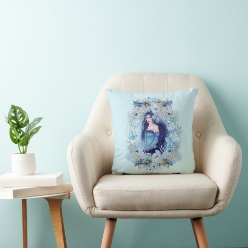 Emma angel with flowers Ornament Throw Pillow