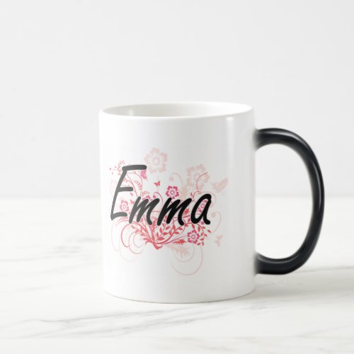 Emma Artistic Name Design with Flowers Magic Mug