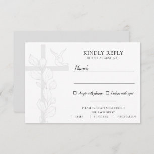 Emma Elegant Cross & Doves Wedding Meal Choice RSVP Card