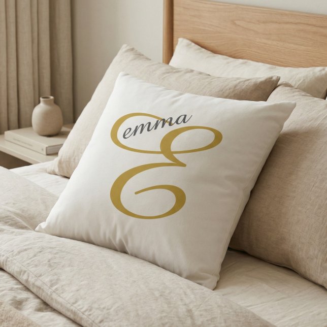 Emma Elegant Gold Name Decor Throw Pillow (Creator Uploaded)