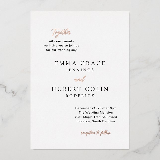 Emma Elegant Wedding Foil Invitation (Front)
