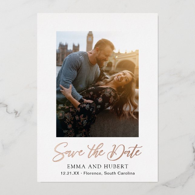 Emma Elegant Wedding Save the Date Foil Invitation (Front)