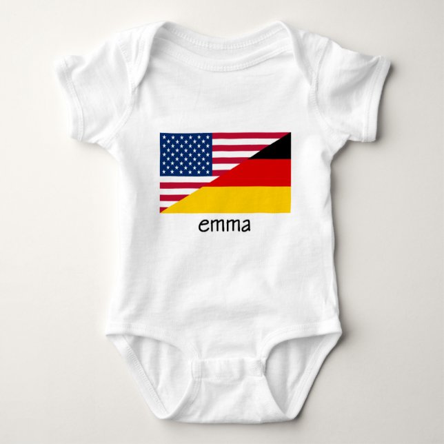 emma, german-american flag baby bodysuit (Front)