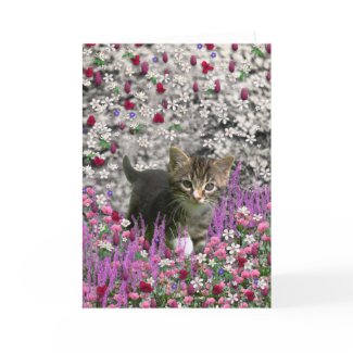 Emma in Flowers I – Little Gray Kitty Greeting Card