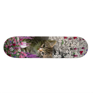 Emma in Flowers I – Little Gray Kitty Cat Skateboard Deck