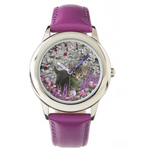 Emma in Flowers I – Little Gray Tabby Kitten Wrist Watch