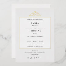 EMMA Mountain Minimalist Dove Gray Foil Invitation