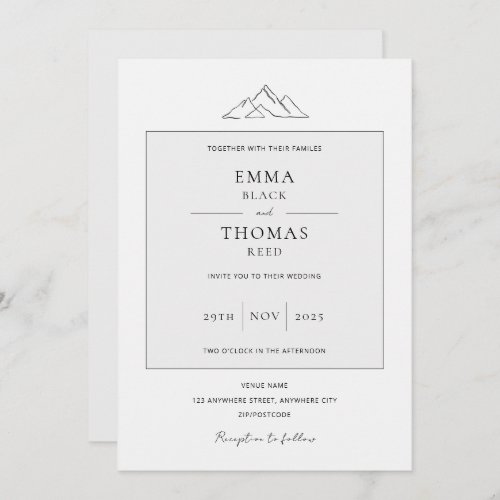 EMMA Mountain Minimalist Dove Gray Invitation