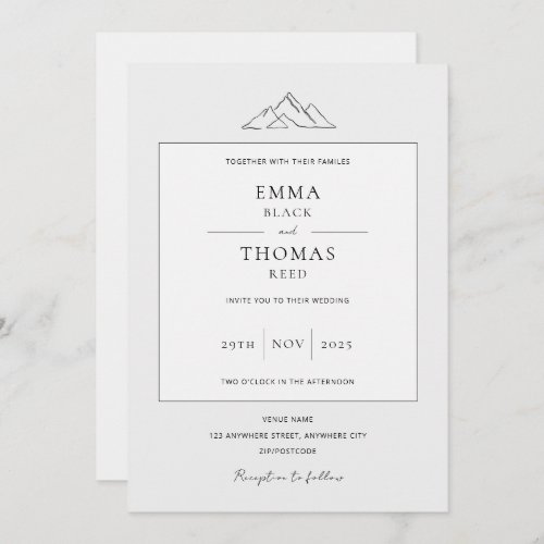 EMMA Mountain Minimalist Dove Gray Invitation