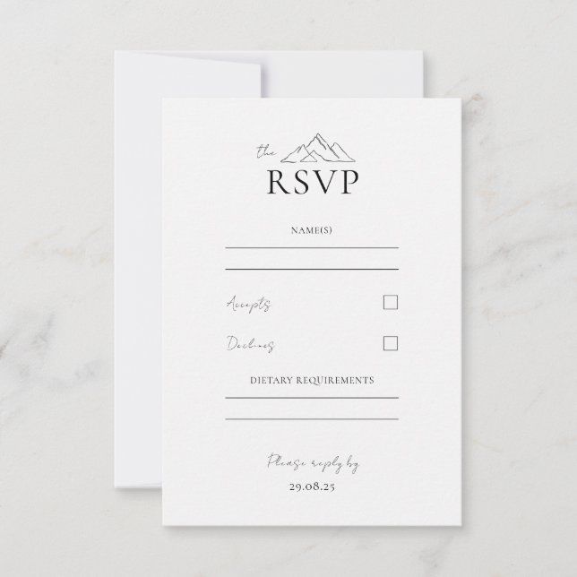 EMMA Mountain Minimalist Dove Gray Response Card (Front)