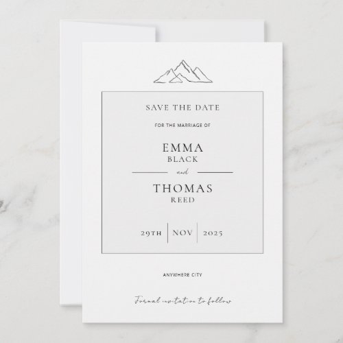 EMMA Mountain Minimalist Dove Gray Save the Date