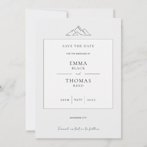 EMMA Mountain Minimalist Dove Gray Save the Date