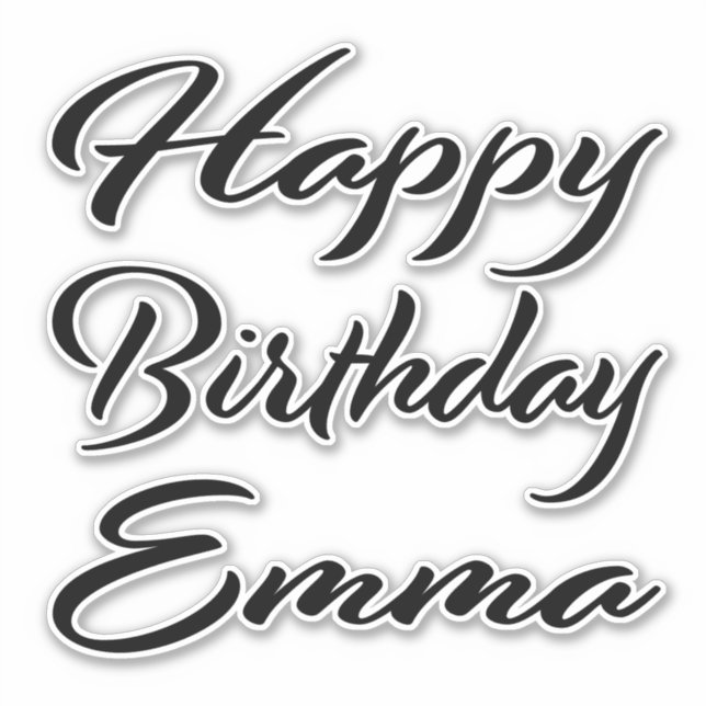 Emma name first name black Sticker birthday (Front)