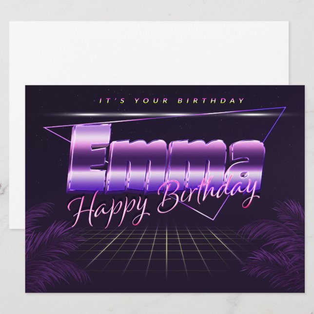 Emma Name First name lila retro card Birthday (Front/Back)