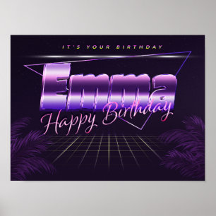 Emma Name First name lila retro Poster Birthday