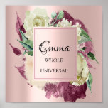 Emma Name Meaning Marsala Pink Roses Bridal Poster<br><div class="desc">An elegant name meaning a poster dedicated to a new baby. Decorated with glitter like baby feet. 
Enjoy your day!
FlorenceKdesign</div>