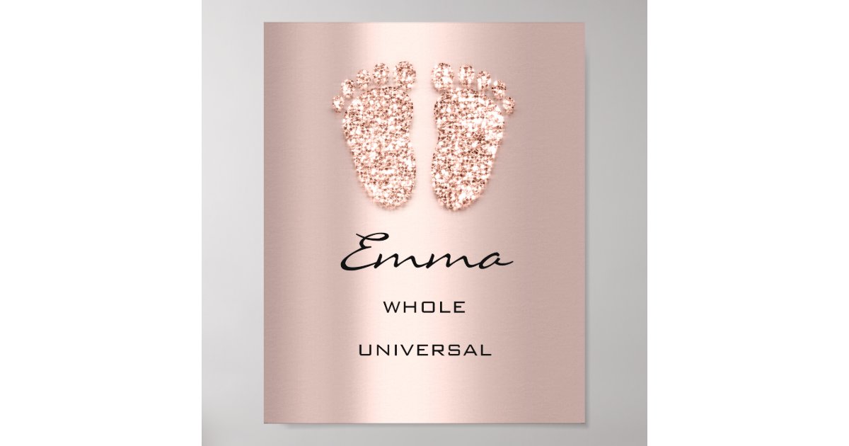 Emma Name Meaning New Baby Feet Rose Gift Poster Zazzle Com