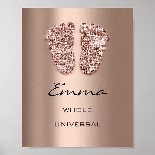 Emma Name Meaning New Baby Feet Rose Glitter Poster