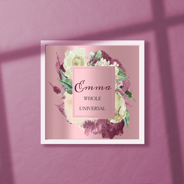 Emma Name Meaning Royal Roses Mint Pink Poster (Creator Uploaded)