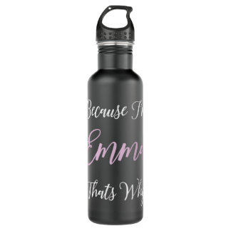 Emma Name Personalized Pink Cute Girl Black Women Stainless Steel Water Bottle