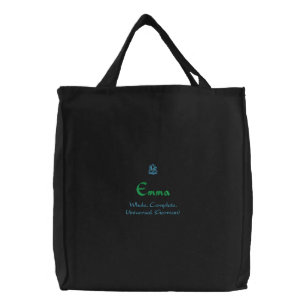 Emma Name With German Meaning Black Embroidered Tote Bag