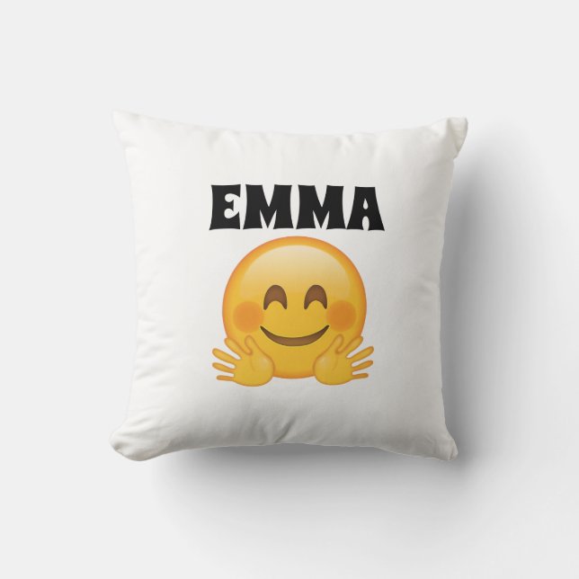Emma- Personalized Emoji Throw Pillow  (Front)