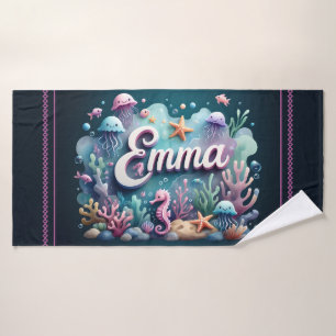 Emma Personalized Ocean Jellyfish Underwater Bath Towel