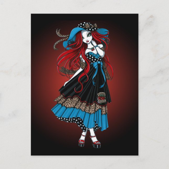 Emma Rockabilly Swallow Tattoo Angel Postcard (Front)